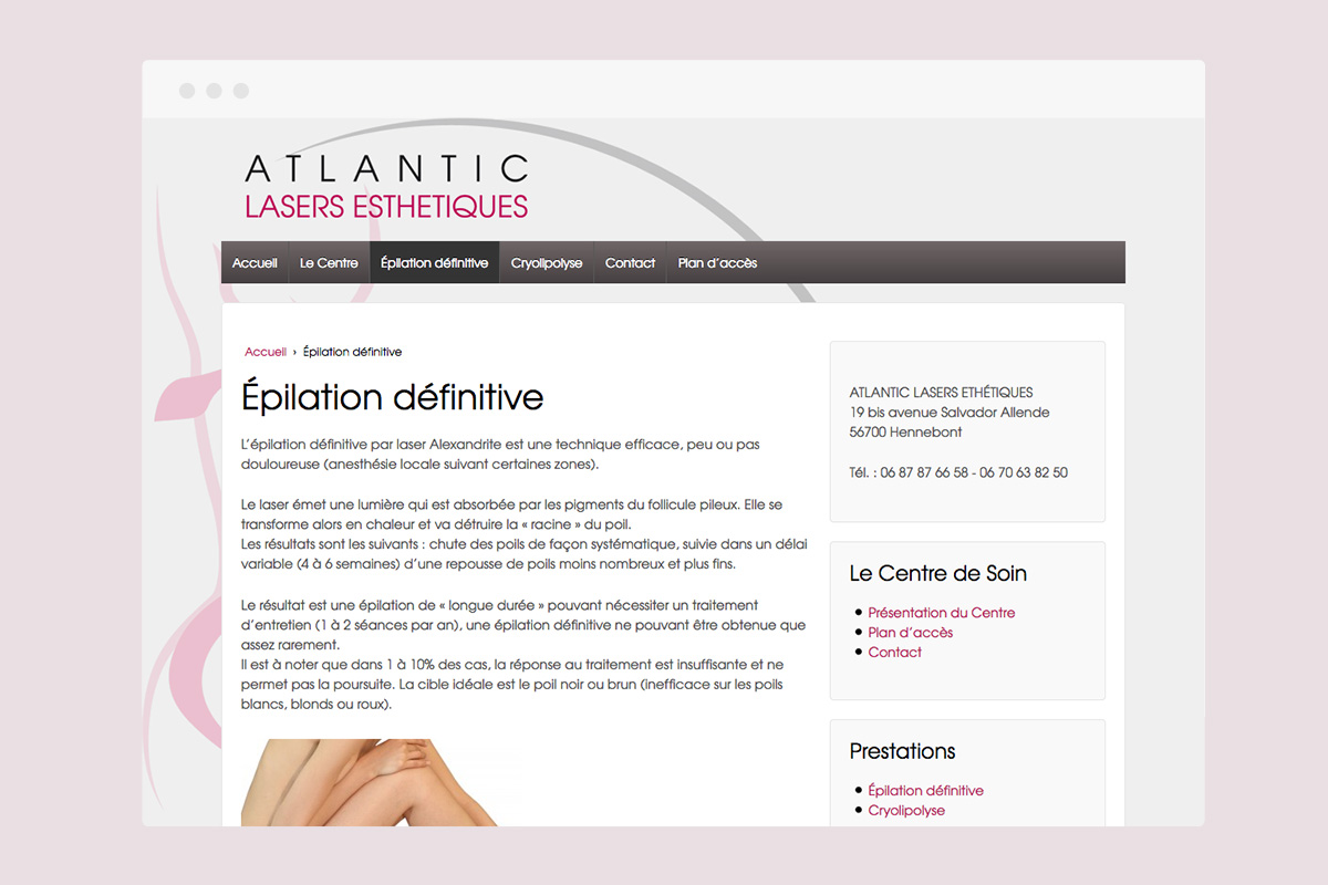 Atlantic Lasers Esthétiques page de service