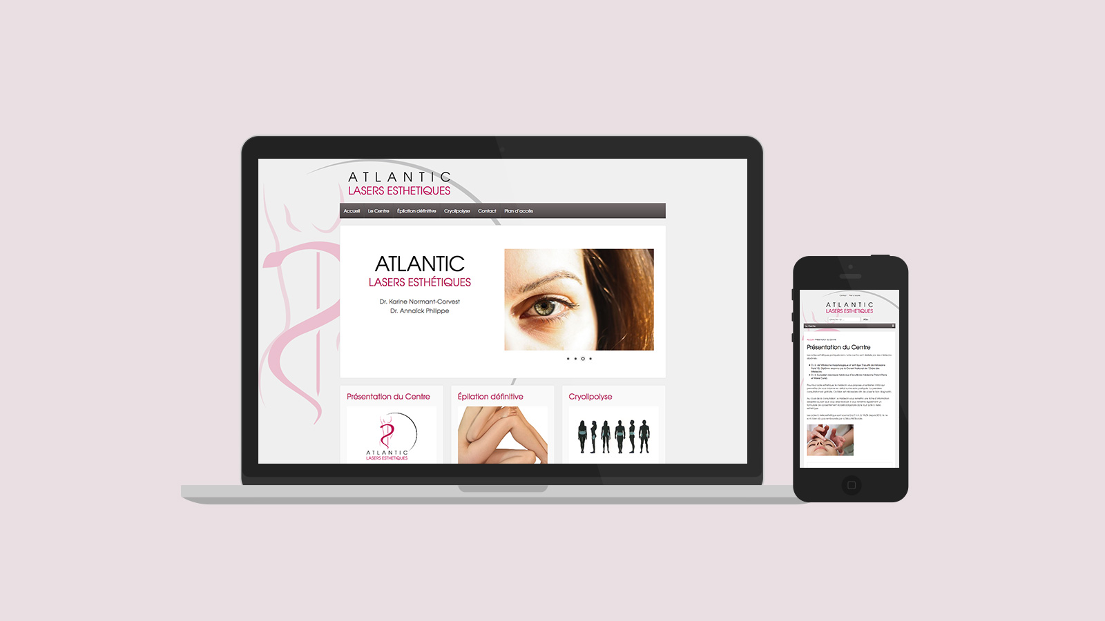 Atlantic Lasers Esthétiques site web mobile et desktop