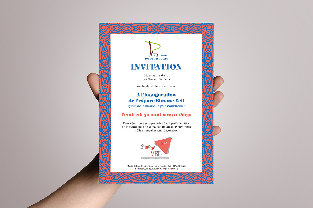 carton d'invitation A5 inauguration Espace Simone Veil