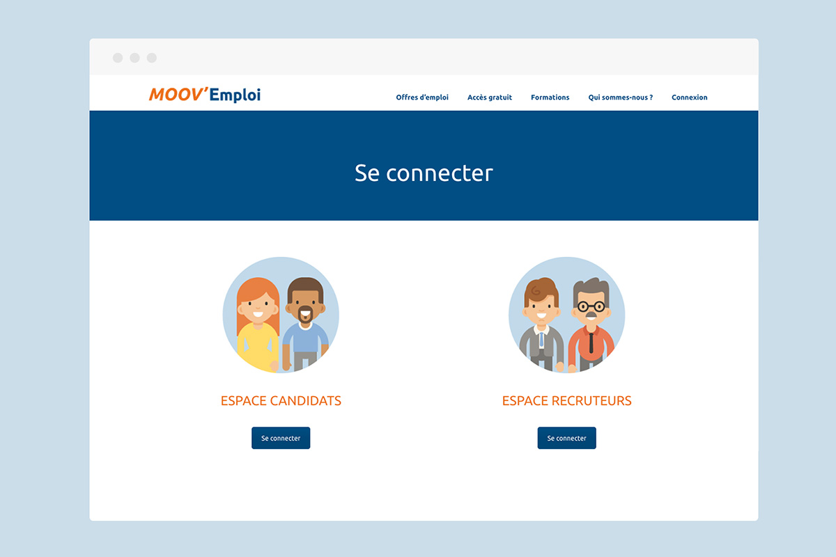 Page de connexion site web Moov'Emploi